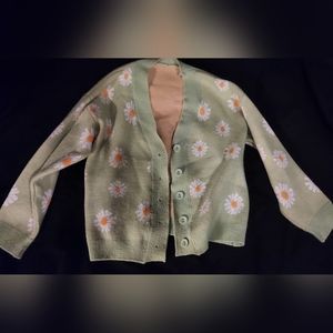 green daisy cardigan